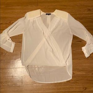 Cream shoulder pad blouse
